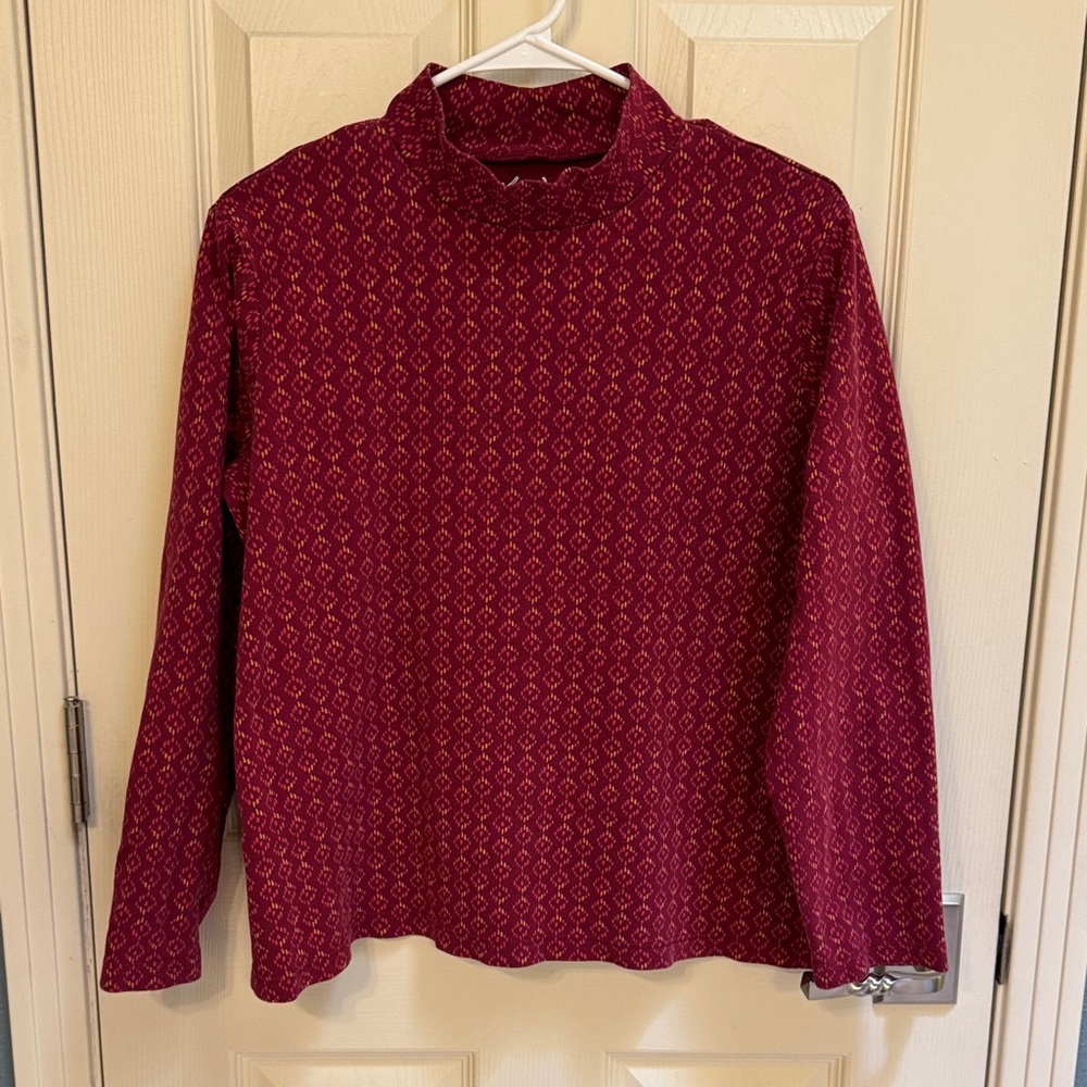 Kim Rogers Burgundy and Pink Patterned Top
